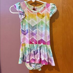 Colorful Geometric Patterned Bamboo Baby Twirl Dress